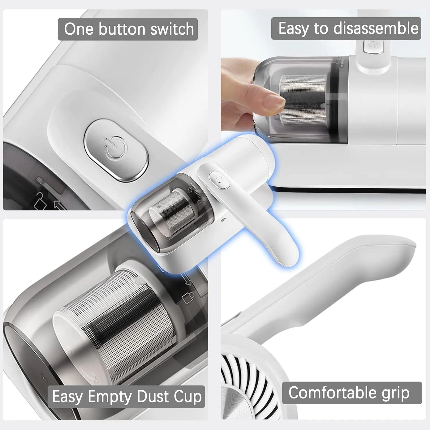 Mite Remover, Foldable Mattress Vacuum Bed Vacuum Cleaner with 16Kpa Suction HEPA Filter UV-C Light & Pulsation Pad, 500W, Deep Cleaner Effectively Clean Up Bed, Mattresses, Pillows, Sofa,
