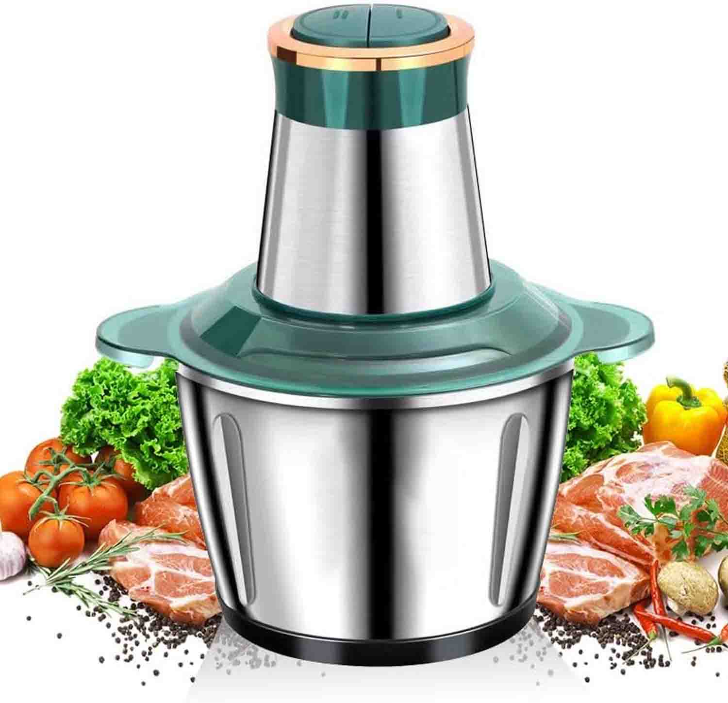 3L Stainless Steel Food Processor for Home Use 2 Speed Settings, Ideal for Meat, Vegetables, Rice Cereal, Milkshakes, Onions, Fruits, Eggs, and Chili