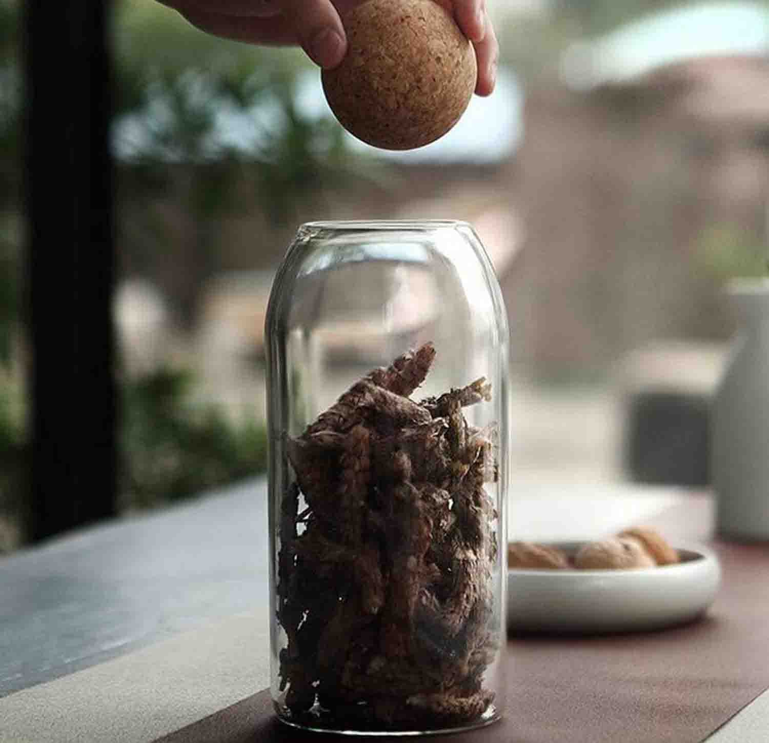 Set of 3 Glass Storage Jars with Cork Lids 400ml Decorative Round Spice Jars Ball Cork Round Glass Bottles with Cork Glass Canisters, Airtight Glass Canisters for Coffee, Tea, Nuts, Flour, Sweets & More