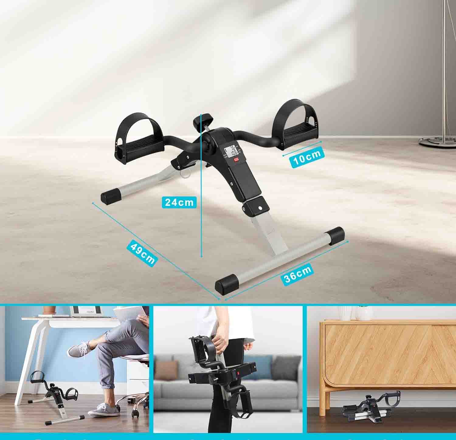 Portable Folding Pedal Exerciser Mini Exercise Bike Arm and Leg Exercise Peddler Machine for Seniors Low Impact Home and Desk Use Fitness Equipment Silver
